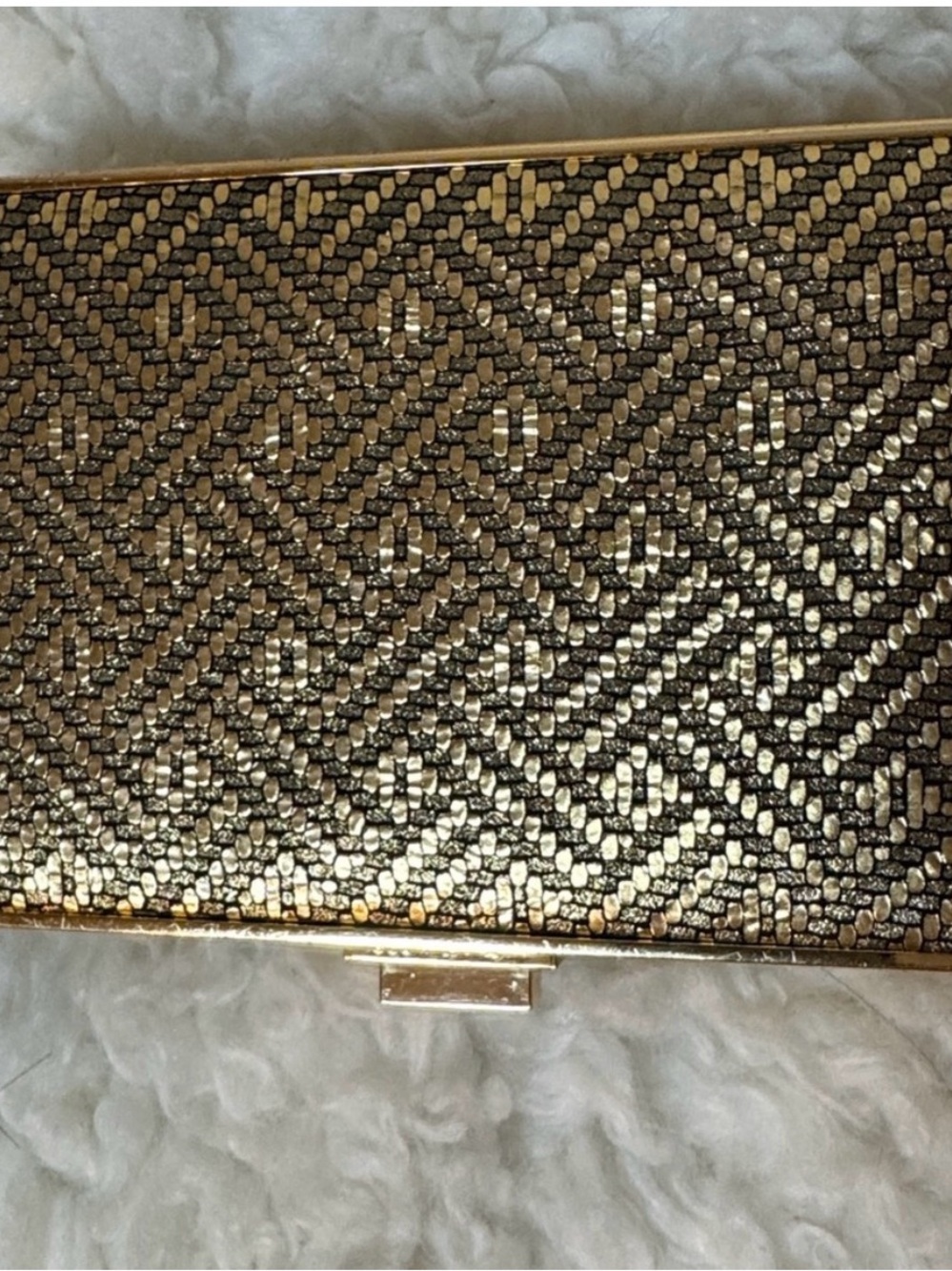 Michael Kors Metallic Patterned Gold and black Clutch